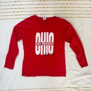 Ohio State University buckeyes Gildan Red Long Sleeve Shirt